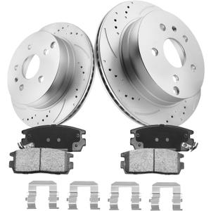Anpulsero Brake Pads And Rotors Kit Rear Compatible with 2010-2017 Chevrolet Equinox, GMC Terrain, 303mm(11.9in) Vented Rear Rotor, Automotive Replacement Brake Kits Geomet 55178 D1275-8391