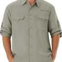 WULFUL Men's Sun Protection Fishing Shirts UPF 50+ UV Lightweight Quick Dry Cooling Button Down Shirts for Work Hiking Safari (Green, XL)