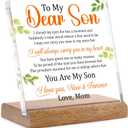 Son Gifts From Mom, Gifts for Son, To My Son Gift from Mom, Birthday Graduation Gifts for Son, Son Gift Ideas Christmas Gift for My Son Acrylic Desk Plaque Sign