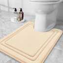 Grandaily Memory Foam Toilet Rugs U-Shaped 24x20, Ultra Soft, Non-Slip and Absorbent Bathroom Rugs, Machine Wash Dry, Comfortable Contour Bath Mat for Toilet Base, Beige