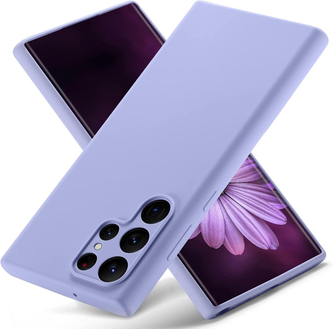 Varikke Compatible with Samsung Galaxy S22 Ultra Case Liquid Silicone, Skin Touch Gel Rubber Case with Soft Microfiber Lining, Cute Slim Full Camera Protection Cover, Purple