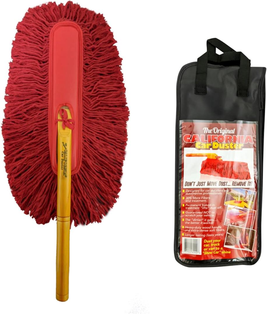 California Car Duster 62442 Standard Car Duster with Wooden Handle, Red