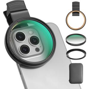 67mm CPL Filter for Phone/DSLR, HD Circular Polarizer Polarizing Filter with Universal Clip, Adapter Ring, Lens Attachment for iPhone 16 15 14 13 12 Samsung Galaxy Pixel and Other Smart Phones/Camera