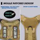 Tactical Dog Harness for Small and Medium Breeds, Air Dog Vest No Pull with Reflective Do Not Pet Patches, Breathable Dog Molle Vests for Training Walking Hunting Brown, M