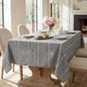 Horaldaily Grey Cotton Blend Tablecloth 52×70 Inch Rectangular, Farmhouse Style, Wrinkle Resistant Washable Table Cloth, Hemstitched Embroidery Table Cover for Home