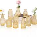 Set of 12 Glass Bud Vase Set, Small Vintage Clear Flower Vase Centerpieces for Table Bulk Cute Rustic Style Mini Vase for Home Decor Wedding Baby Shower Birthday Party(Champagne)
