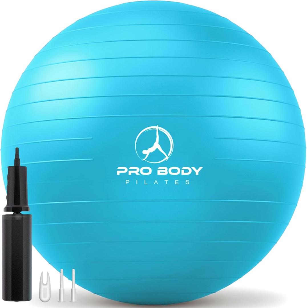 ProBody Pilates Exercise Ball - Gym Grade Balance Ball for Fitness, Yoga, Workout, Pregnancy & Physical Therapy (S: 15-18 inches/38-45 cm, Teal)
