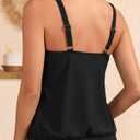 Blouson Tankini Tops for Women - Loose Fit Swim Top Only No Bottom Bathing Suit Modest Swimsuit Top 2025 (Black, M)