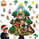 Mindsoft DIY Felt Christmas Tree Set for Toddlers 3 ft Felt Nativity Set for Kids with 20 Detachable Ornaments Christmas Wall Hanging Ornaments Decorations Party Favors Boys Girls Gifts