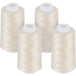 4 Pack Light Beige Thread of 3000 Yards Each, All Purpose Polyester Thread for Sewing, Overlock, Quilting, Piecing