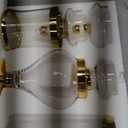 MyGift 3 Piece Set Antique Clear Glass Bathroom Apothecary Jars with Lid, Wedding Centerpiece, Kitchen Storage Jars with Metallic Brass-Tone Design (Gold)