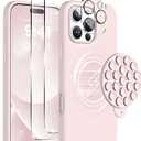 Magnetic for iPhone 16 Pro Max Case, Compatible with MagSafe, [Full Camera Protection][2 Screen Protectors], Suction Cup Phone Mount Silicone Shockproof Protective Phone Case