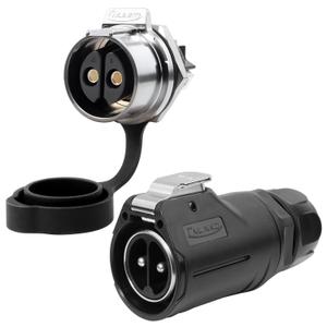 CNLINKO LP-28 2-Pin Waterproof Connector Screw Lock Circular Connector, IP68 Quick Plugging Aviation Connector, M28 Single Hole Socket Panel (2-PIN Screwing)