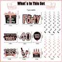 40th Birthday Decorations for Women, 40th Birthday Banners Balloons Backdrop Happy 40 Birthday Sash Party Decorations for Forty Back in 1985 Birthday Decorations Rose Gold