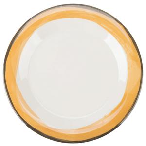 G.E.T. 9" Ivory/Yellow Heavy-Duty Wide Rim Melamine Dessert Plate (Set of 4)