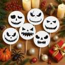 Jenaai 9 Pcs Large Ghost Christmas Tree Picks Black and White Night Christmas Ornaments for Xmas Tree Topper Party Supplies Home School Office Decor