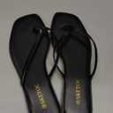 Flip Flops for Women Square Toe Flat Sandals for Women Comfortable Thong Sandals Vegan Leather Flip Flops Lightweight Summer Beach Sandals Dressy Vacation Essentials Slides (9.5, Black)