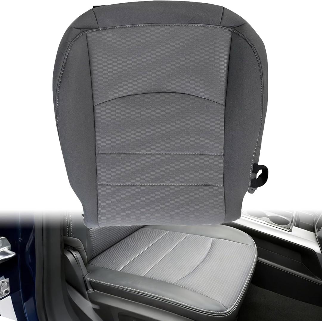 #X8 Gray Driver Bottom Cloth Seat Cover Compatible with Dodge Ram 1500 2500 3500 4500 5500 SLT 2013 2014 2015 2016 2017 2018