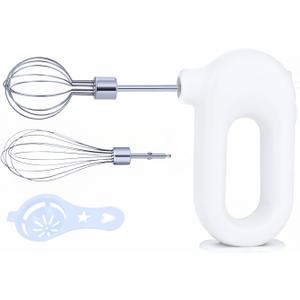 MINI Household Cordless Electric Hand Mixer,USB Rechargable Handheld Egg Beater with 2 Detachable Stir Whisks 4 Speed Modes,Baking At Home For Kitchen,Lightweight Portable(White)