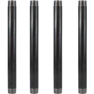 GeilSpace 3/4" 12" Heavy Duty Pre-Cut Grey Metal Pipe, Industrial Steel Fits Standard 3/4 Inch Threaded Pipes and Fittings - Vintage DIY Industrial Shelving (3/4" 12", Grey)