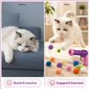 Cat Fetch Toy Launcher with 50 Colorful Pom Pom Balls, Cat Balls Fetch Toy Interactive Manual Thrower for Cats, Funny Cat Toy Gun for Bored Indoor, Pink and Purple (13 cm)
