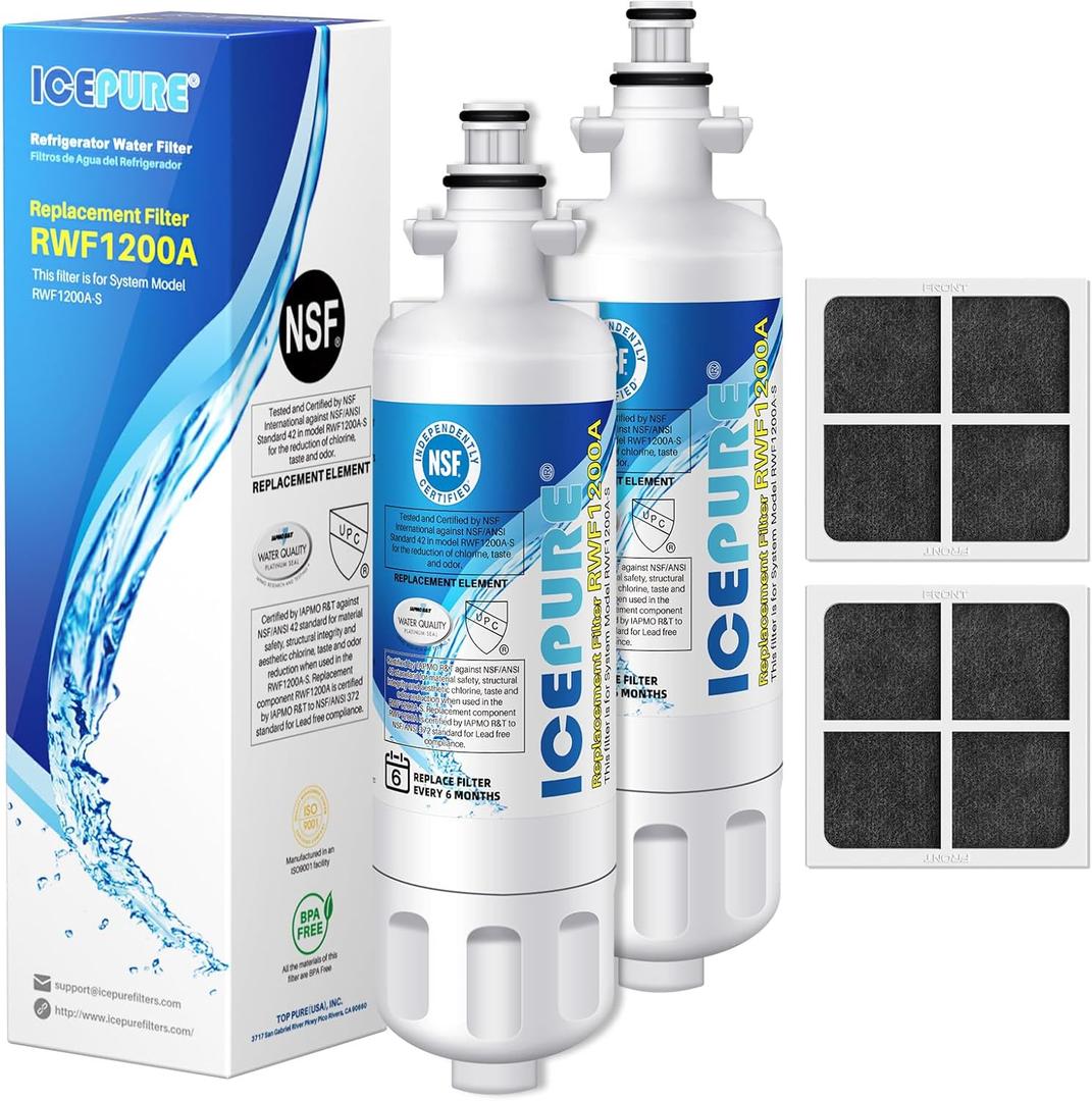 ICEPURE 46-9690 Replacement for LG LT700P ADQ36006101, Kenmore Elite 46 9690, LFXC24726S, 469690, ADQ36006102 LMXS27626S LFXS30766S Refrigerator Water Filter and LT120F Fresh Air Filter, 2Combo