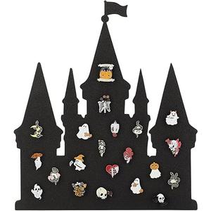 BENECREAT Black Castle Pin Board Cork Board, 40x35cm Bulletin Display Board Wall Mounted Cork Board for Brooch Pin Collection Display, Office Home and School Decor