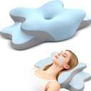 Sleep Apnea Pillow with Neck Pain & Snoring Relief -Orthopedic Cervical Pillow, Ergonomic Contour Memory Foam for Side, Back, Stomach Sleepers, Medium Firm (Blue, Queen Size)