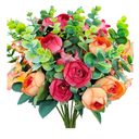 4 Bundles Artificial Peony Flowers with Eucalyptus & Lilac, UV Resistant Faux Silk Plants for Outdoor Planters, Cemetery & Home Decor, Realistic Floral Arrangement Centerpieces