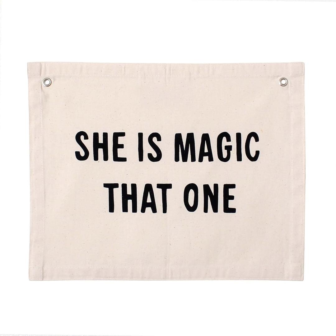 CHTech She Is Magic That One Banner Wall Art for Nursery Modern Kids Room Decor Kids Banner