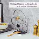 304 Stainless Steel Pot Lid Holder While Cooking, Kitchen Pot Lid Storage Rack for stove top, Multifunctional Kitchen Pot Lid Organizer for Counter top Silver