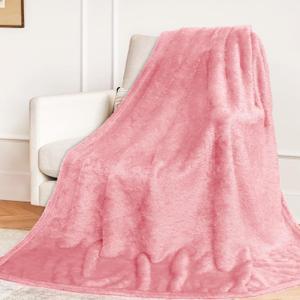 MUGD Pink Throw Blanket for Bed - Light Pink Fleece Blanket Soft Blankets for Women Girls Cute Home Decor (Throw(50"x70"/ 130x150cm))