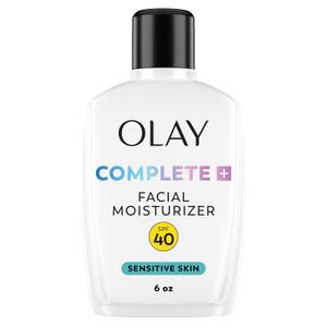 Olay Complete+ Face Moisturizer with Sunscreen SPF 40, For Sensitive Skin, Broad Spectrum Sun Protection, Fragrance-Free - No White Cast on All Tones, Nourishes Moisture Barrier - Ceramides, 6 Oz (6 Fl Oz (Pack of 1))
