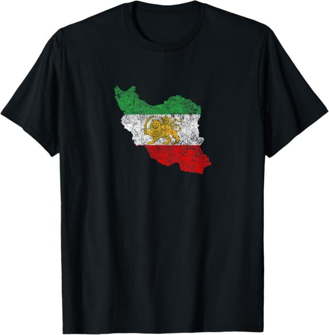 Persian Flag and Map Persia Iran Pride T-Shirt L