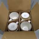 GBHOME 12OZ Stackable Coffee Mugs, Ceramic Coffee Mugs with Texture Patterns for Man,Woman,Dad,Mom, Modern Coffee Mugs Set of 4 for Latte/Cappuccino/Cocoa. Dishwasher&Microwave Safe, Off White