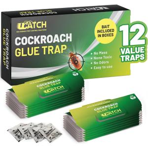 Roach Trap Indoor - 12 Pack | Effective German Roach Killer for Home Infestation - Child and Pet Safe Cockroach Traps Easy-to-Use Glue Traps for Roaches  UCatch