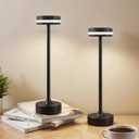 2PCS Cordless LED Rechargeable Table Touch Lamp,3 Color Stepless Dimming,Built-in 5000mAh Battery Table Light, Ambient Light for Restaurant Patio Office Dorm Terrace Outdoor Party Bar Cafe Desk(Black)