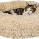 Geizire 24"L x 24"W x 8" The Cat Bed Dog Bed for Cats, Small/Medium Dogs, Washable Donut Calming Round,Soft Fluffy Warm and Cozy Anti Anxiety Cuddler, Joint-Relief Pet Bed