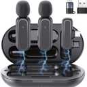 2 Pcs Wireless Lavalier Microphone for iPhone iPad Android PC, Mini Microphone with Charging Case 8H, USB-C Clip-On Mics for Vlogging, TikTok, YouTube, Video Recording, Noise Reduction, 65ft