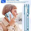 LeYi for Samsung Galaxy S25-FE Case: [ ] Tempered Glass Screen Protector [2 Pcs]+ Full Camera Lens Protection,Love Heart Plating Luxury Shockproof for S25FE,Sierra Blue