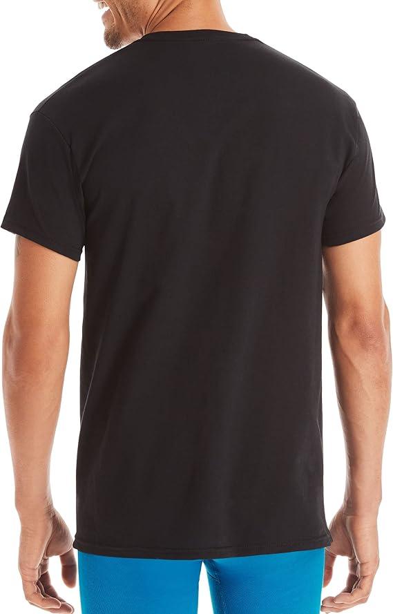 Hanes Mens Cotton, Moisture-wicking Crew Tee Undershirts, Multi-packs T-Shirt, Black - 7 Pack, Large US