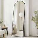 Arched Full Length Mirror, 71 x 26 inch Floor Mirror with Aluminum Alloy Thin Frame, Full Body Mirror for Wall Bedroom Dressing Home Decor, Black