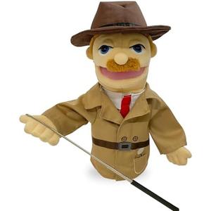 okegztoa 16"Puppet Entriloquist Puppet,Hand Puppets for Kids Plush Detective Puppets for Adults with Removable Mouth Puppets for Kids Ages 4-8，Hand Puppets for Adults with Scalable Puppet Control Rod