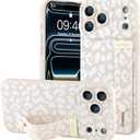 OOK Compatible with iPhone 17 Pro Max Leopard Case with Wrist Strap, White Leopard Cheetah TPU Shockproof Protection Slim Cover with Camera Protection for Women Girls, for 6.9inch