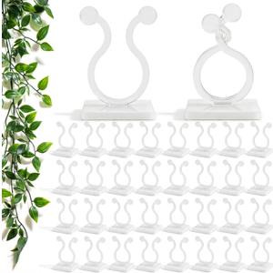 100 Pcs Plant Climbing Wall Fixture Clips, White Plant Fixer with Self-Adhesive Hook, Fixing Clip Vines Holder for Indoor Outdoor Plants Support Cable Wire (Medium)