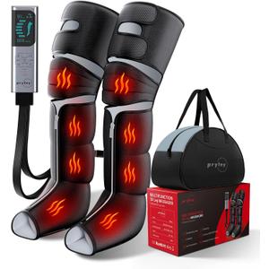 Leg Compression Massager for Circulation and Pain Relief, Compression Boots with Heated Knee, 6 Modes 12 Intensities 3 Timers, Foot Calf Thigh Recovery Machine, Gifts for Man Woman, Black