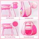 Pop Up Princess Tent with Colorful Star Lights for 1 2 3 Year Old Birthday Gift, 12-18 Months Baby Girl Toys, Foldable Ball Pit with Carrying Bag, Indoor&Outdoor Play Tent for Kids