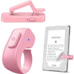 Page Turner Ring for Kindle, Remote Control for iPhone iPad Android Tablets E-Readers, Clicker Page Turner for Kindle Accessories for Camera Video Record & Shutter Selfie (Pink)
