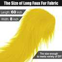 Yellow 8x60Inch Faux Fur Shaggy Plush Faux Fur, Fabric Precut Strips Fluffy Fuzzy Faux Fur, Craft Beard Hair, Beard Miniature Dolls Rugs Mats Gift, Winter Halloween Christmas Costume Party Decor