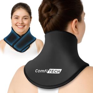 ComfiTECH Neck Ice Pack Wrap with Extended Gel Coverage for Cervical, Shoulder and Rib, Reusable Cold Application for Office Stiff Neck, Swelling, Large